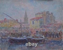Martigues. Henri AURRENS (1873–1934). Moored Boats. Provence, Marseille