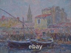 Martigues. Henri AURRENS (1873–1934). Moored Boats. Provence, Marseille