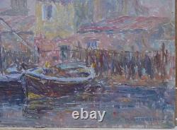 Martigues. Henri AURRENS (1873–1934). Moored Boats. Provence, Marseille