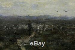 Martinus Kramer, 1860, Barbizon, Shepherd And His Flock In The Landes, Benezit