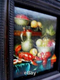 Matold R. School Of The Xxth Century Still Life With Lobster And Lemon Oil On Panel