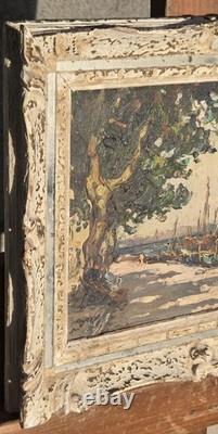 Maurice BARLE (1903-1961) Moored Boats Oil Painting on Panel Signed