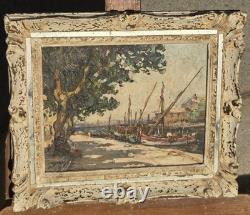 Maurice BARLE (1903-1961) Moored Boats Oil Painting on Panel Signed Maurice BARLE (1903-1961) Moored Boats Oil Painting on Panel Signed