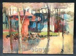 Maurice Boucard's Painting circa 1970 Wooden Horse Carousel