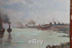 Maurice Dubois Painting Bordeaux Lormont, Entree From The Port Of Bordeaux