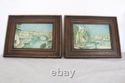 Maurice Legendre, oil paintings on wood, St-Tropez Port Grimaud Signed