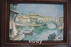 Maurice Legendre, oil paintings on wood, St-Tropez Port Grimaud Signed