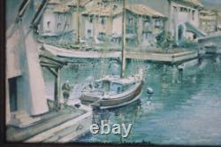 Maurice Legendre, oil paintings on wood, St-Tropez Port Grimaud Signed