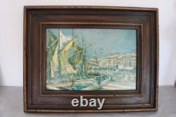 Maurice Legendre, oil paintings on wood, St-Tropez Port Grimaud Signed