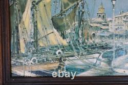 Maurice Legendre, oil paintings on wood, St-Tropez Port Grimaud Signed