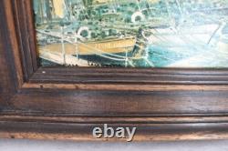 Maurice Legendre, oil paintings on wood, St-Tropez Port Grimaud Signed