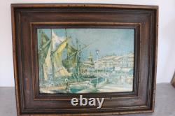 Maurice Legendre, oil paintings on wood, St-Tropez Port Grimaud Signed