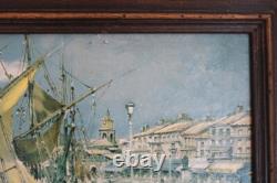 Maurice Legendre, oil paintings on wood, St-Tropez Port Grimaud Signed