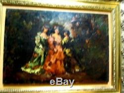 Maury Francois 1861-1933 Oil On Panel Demoiselles In 1909 Tbe Park