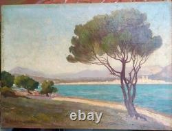 Mediterranean Landscape Painting by Emmanuel Aubain 45 cm x 33 cm on panel