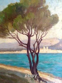 Mediterranean Landscape Painting by Emmanuel Aubain 45 cm x 33 cm on panel