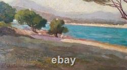Mediterranean Landscape Painting by Emmanuel Aubain 45 cm x 33 cm on panel