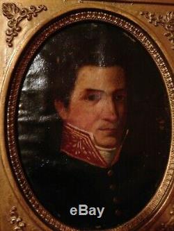 Military Empire Portrait, Early Nineteenth Era, Oil On Canvas Nailed To Wood