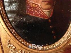 Military Empire Portrait, Early Nineteenth Era, Oil On Canvas Nailed To Wood