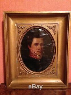 Military Empire Portrait, Early Nineteenth Era, Oil On Canvas Nailed To Wood