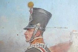 Military Painting Officer 10th Reg. Hussards Empire Napoleon 19th Mauritius Orange