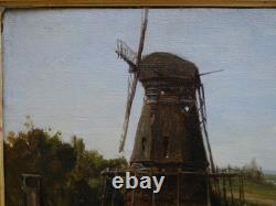 Mill in Holland. Auguste ANASTASI (1820-1889). French painter Barbizon school