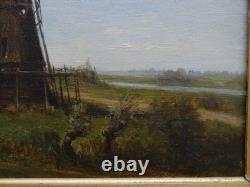 Mill in Holland. Auguste ANASTASI (1820-1889). French painter Barbizon school