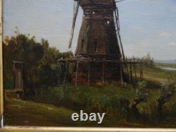 Mill in Holland. Auguste ANASTASI (1820-1889). French painter Barbizon school