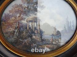 Miniature XIX Representing a Scene by the Water Wooden Frame and Brass