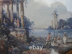 Miniature XIX Representing a Scene by the Water Wooden Frame and Brass