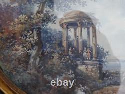 Miniature XIX Representing a Scene by the Water Wooden Frame and Brass