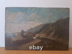 Mountain Landscape, Oil on Wood, Signed, 19th Century