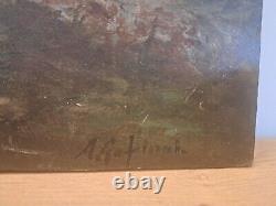 Mountain Landscape, Oil on Wood, Signed, 19th Century