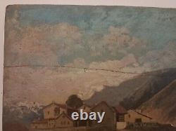 Mountain Landscape, Oil on Wood, Signed, 19th Century