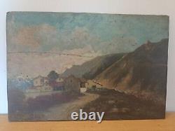 Mountain Landscape, Oil on Wood, Signed, 19th Century