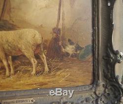 N ° 2 Of A Pair Of Painting School Barbizon 19 ° Century The Sheep A De Buncey