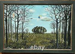 Naif Landscape Forest Girls And Storks Oil Sign C Cordonnier Van Der Elst