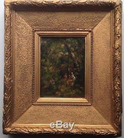 Narcisse Diaz Of The Pena Xixth Women In A Wood Old Painting Oil On Canvas
