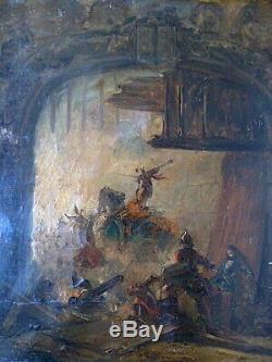 Nicaise Keyser Painter Of Belgian Romantic Battle Scene Taken From A Castle XIX