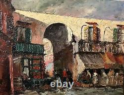 Nice The Ponchettes Market Signed Marcel. Testai Painting On Wood