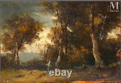 Nineteenth Century Landscape Painting of a Peasant Woman at the Edge of the Woods