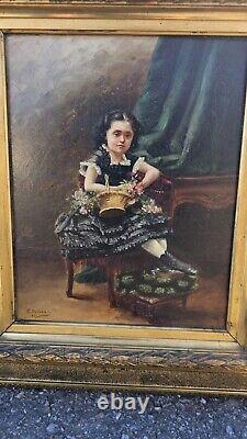 Nineteenth Century Painting Oil on Panel Signed C. Perreau and Dated 1890