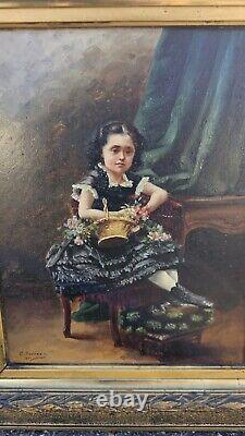 Nineteenth Century Painting Oil on Panel Signed C. Perreau and Dated 1890