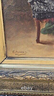 Nineteenth Century Painting Oil on Panel Signed C. Perreau and Dated 1890