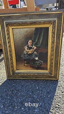 Nineteenth Century Painting Oil on Panel Signed C. Perreau and Dated 1890
