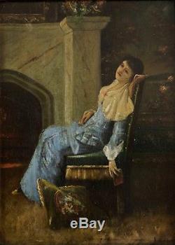 Nineteenth Century, Young Lady With The Book In Its Interior, Signed A. Car. To Identify