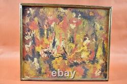 Non-figurative Painting Oil on Canvas 1970 Wood Fires Marie Rameau