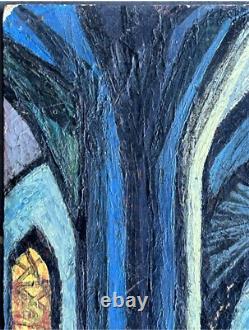 Notre-Dame de Paris Original Vintage Oil Painting Interior Scene, Signed