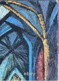 Notre-Dame de Paris Original Vintage Oil Painting Interior Scene, Signed