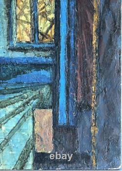 Notre-Dame de Paris Original Vintage Oil Painting Interior Scene, Signed